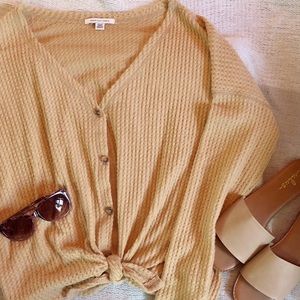 American Eagle Plush Waffle Knot Top